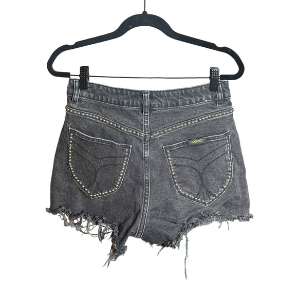 Rolla's Mirage High Rise Studded Denim Shorts Faded Black Frayed Hem Size 28 GUC - Picture 5 of 8
